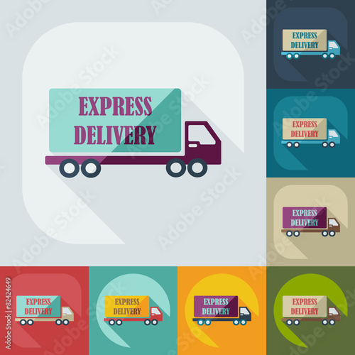 Flat modern design with shadow icons car shipping
