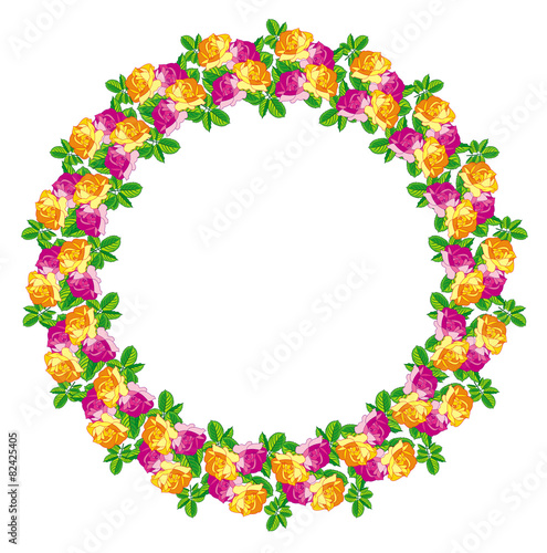 round frame with roses