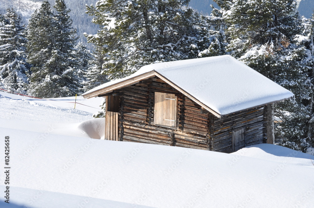 alps cottage in winter