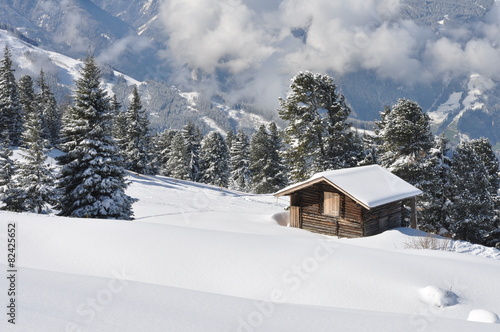 alps cottage in winter