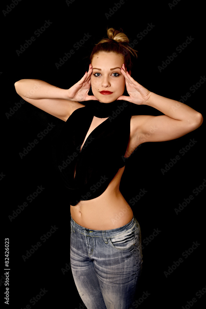 sexy woman on black background