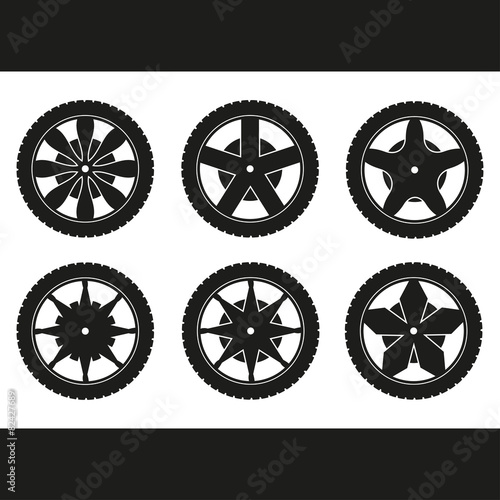 Wheels. Rims vector collection.