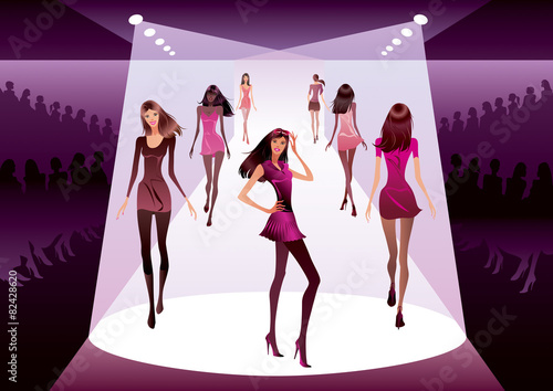 Fashion models on review - vector illustration