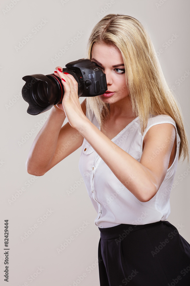 Beautiful woman with camera. Beautiful woman with camera.
