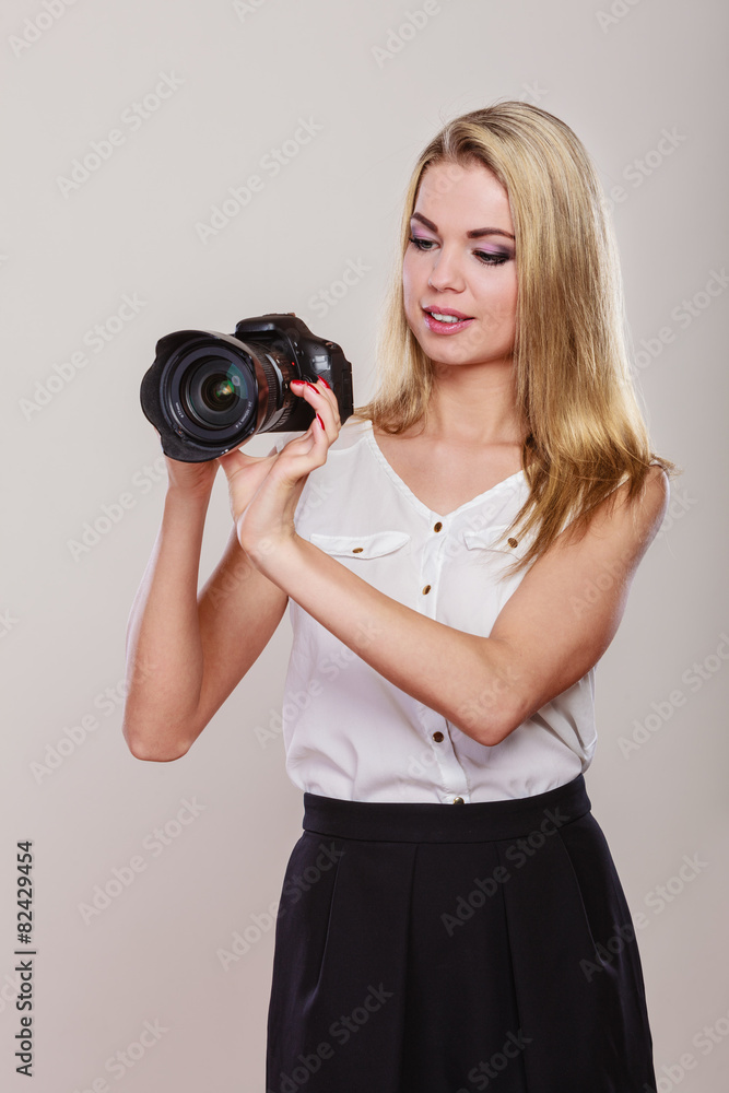 Beautiful woman with camera. Beautiful woman with camera.