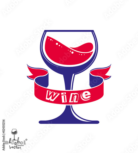 Stylized classic vector goblet with splash and red creative ribb