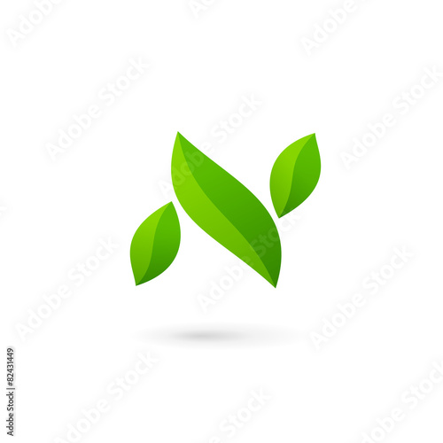 Letter N eco leaves logo icon design template elements