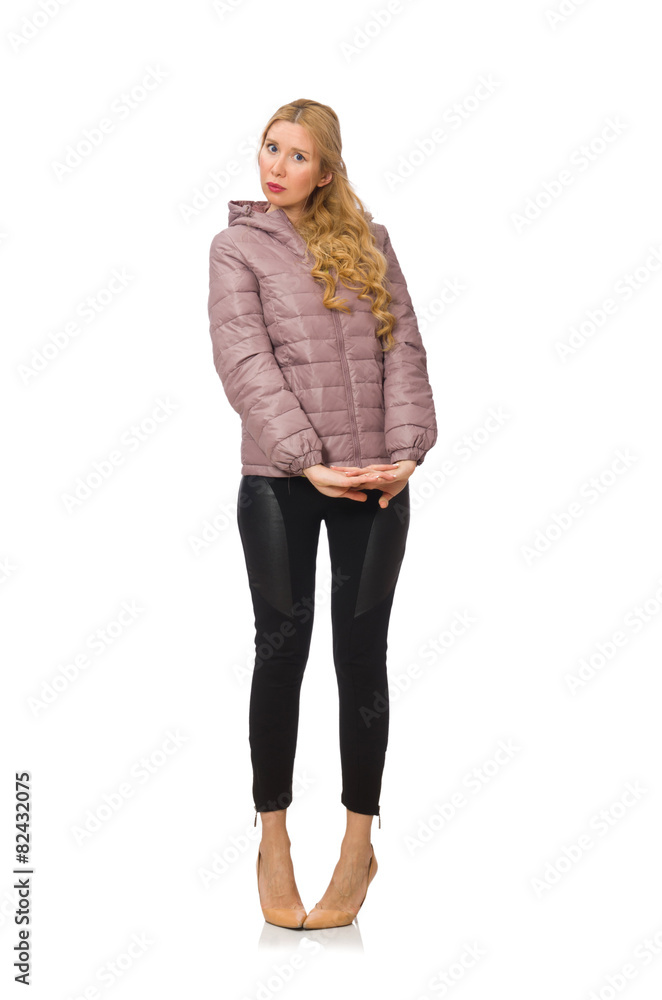 Pretty girl in winter jacket isolated on white Pretty girl in winter jacket isolated on white