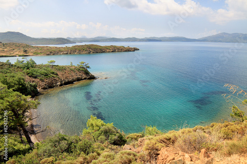 Marrmaris sea coast from top of a hill. Turquoise waters © Faraways