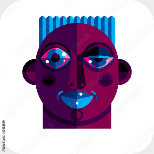 Personality face colorful vector illustration made from geometri