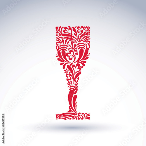 Creative goblet with floral ethnic vector pattern, relaxation an