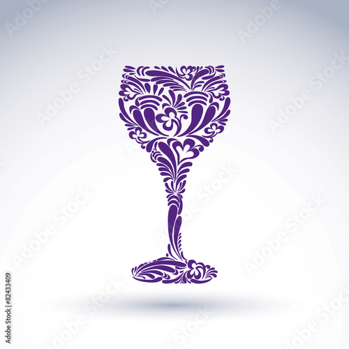 Creative goblet with floral ethnic tracery, relaxation and alcoh