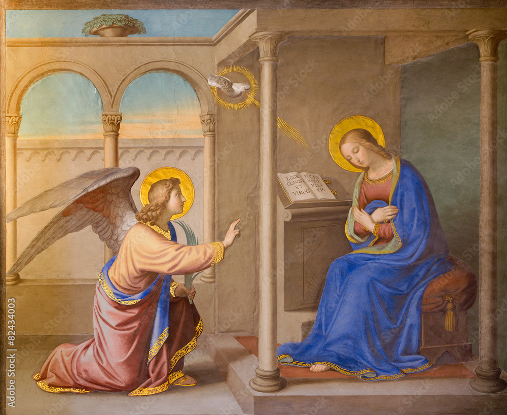 Naklejka premium Rome - Annunciation fresco Chiesa della Trinita dei Monti.