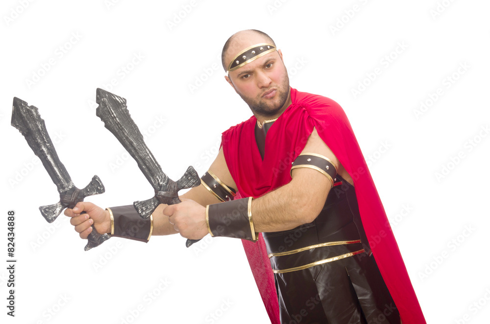 Gladiator with sword isolated on white Gladiator with sword isolated on white