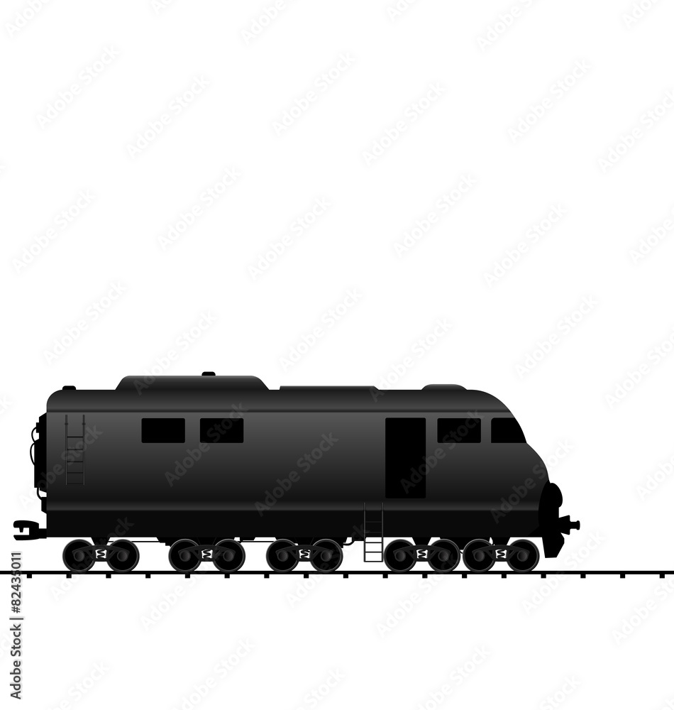 Illustration powered locomotive railroad train, black transporta