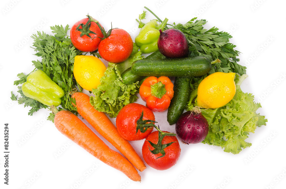 Assorted vegetables isolated on the white Assorted vegetables isolated on the white