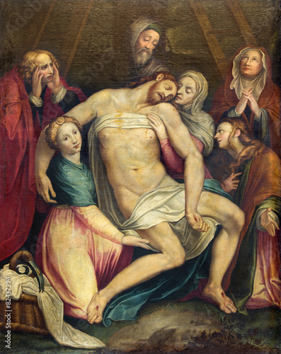 Rome - The painting of Deposition of the cross (Pieta)