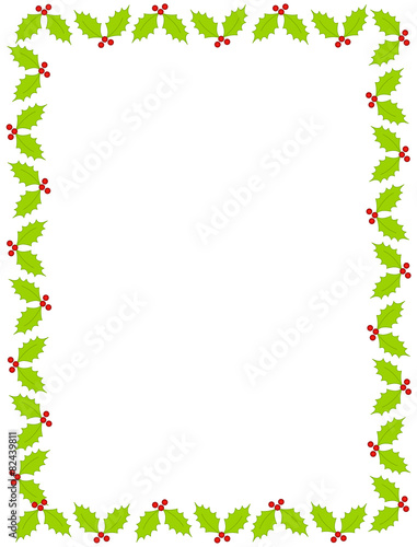Chriatmas border with holly and berries