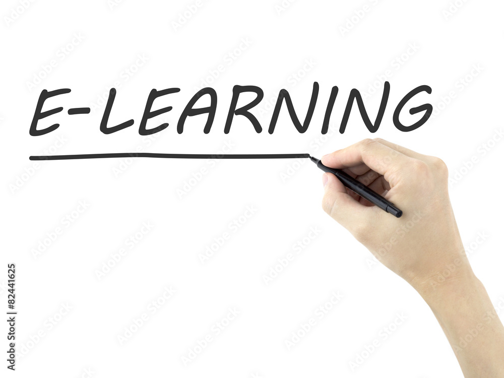 e-learning word written by man's hand e-learning word written by man's hand