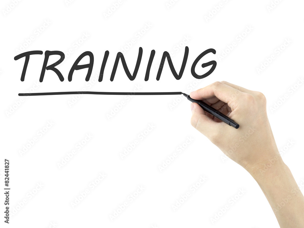 training word written by man's hand training word written by man's hand