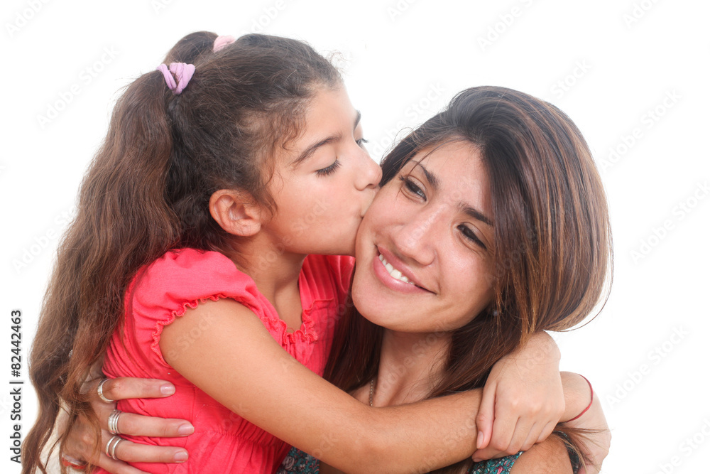 portrait of young mother with her daughter portrait of young mother with her daughter