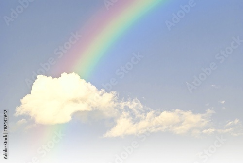 rainbow in the blue sky after the rain
