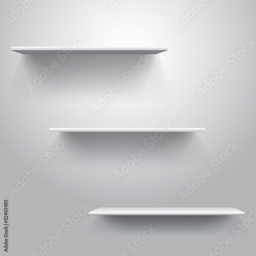 Realistic triple book shelf template vector