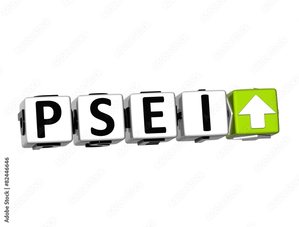 3D PSEI Stock Market Block text on white background