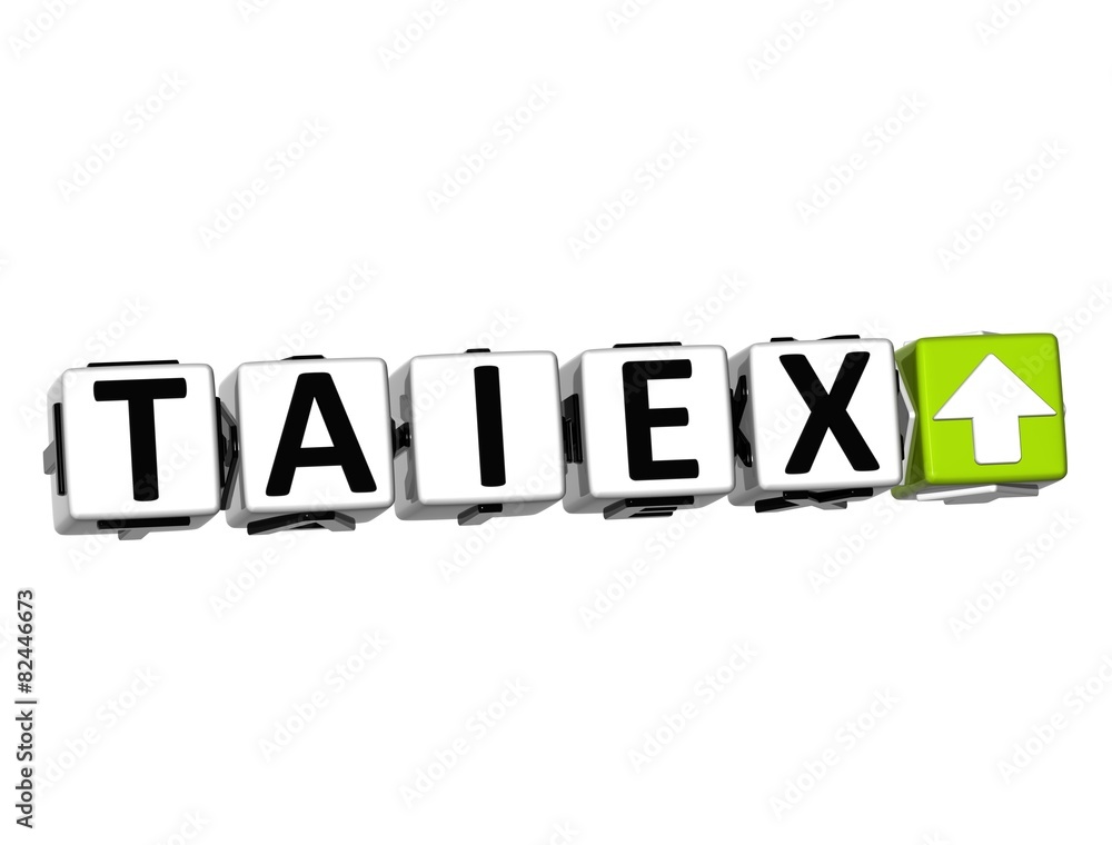 3D TAIEX Stock Market Block text on white background 3D TAIEX Stock Market Block text on white background