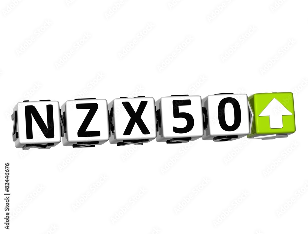 3D NZX50 Stock Market Block text on white background 3D NZX50 Stock Market Block text on white background