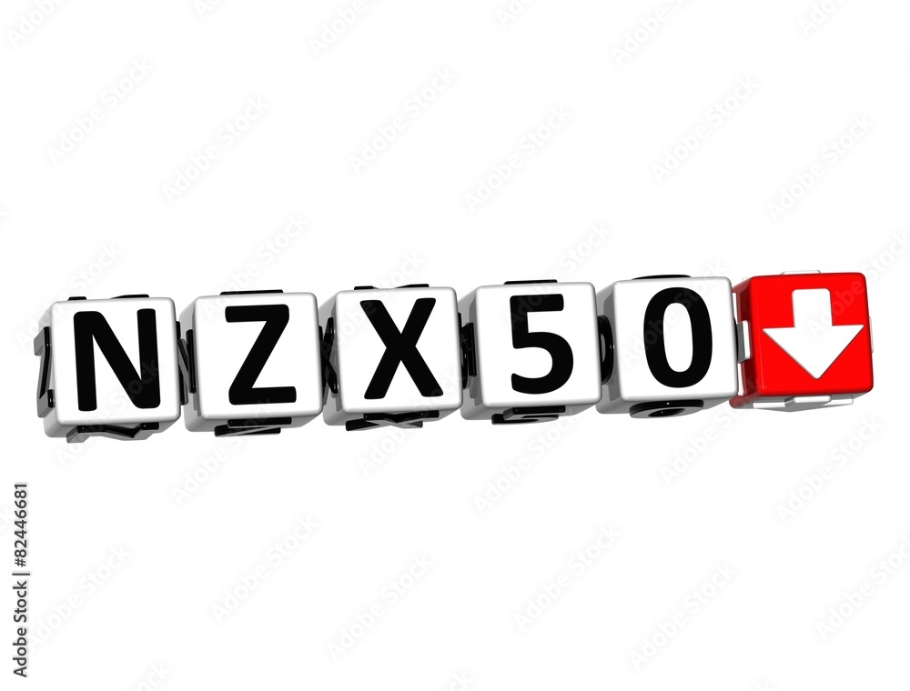 3D NZX50 Stock Market Block text on white background 3D NZX50 Stock Market Block text on white background