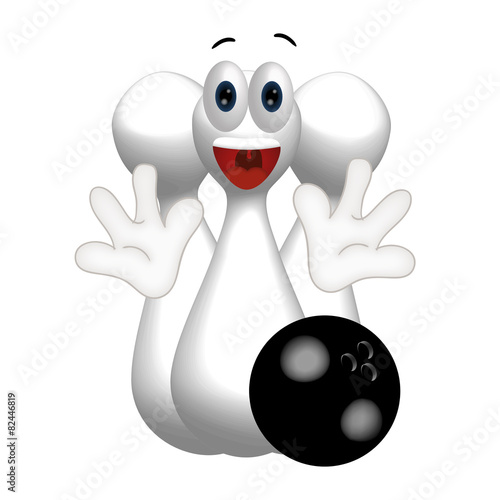 Funny cone pin with bowling ball cartoon comic illustration photo