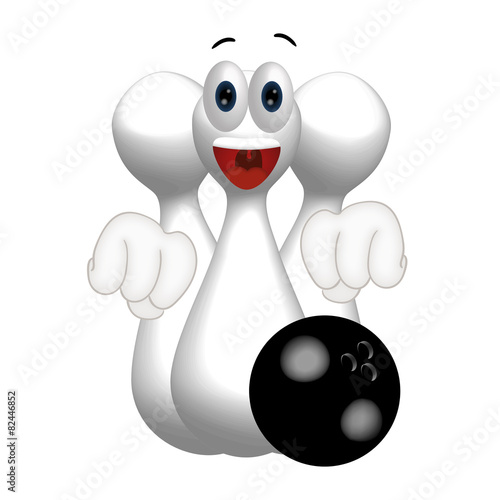 Funny cone pin with bowling ball cartoon comic illustration photo