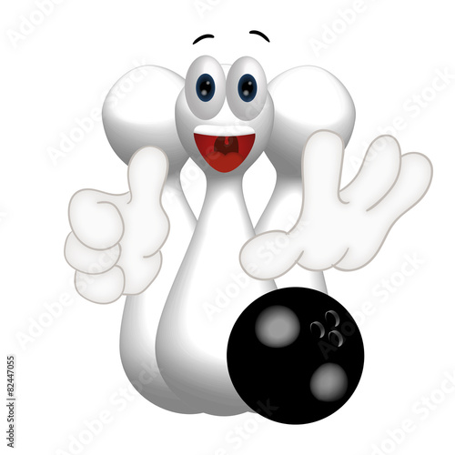 Funny cone pin with bowling ball cartoon comic illustration photo