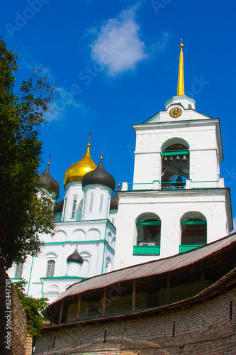 The dome with the cross of the Church closeup photo