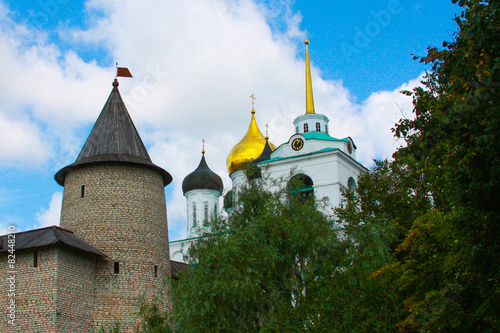 The dome with the cross of the Church closeup photo