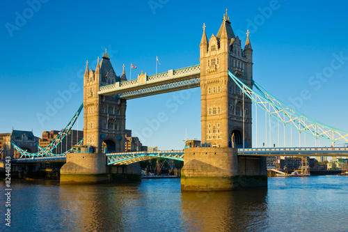 Tower Bridge in London on a beautiful sunny evening