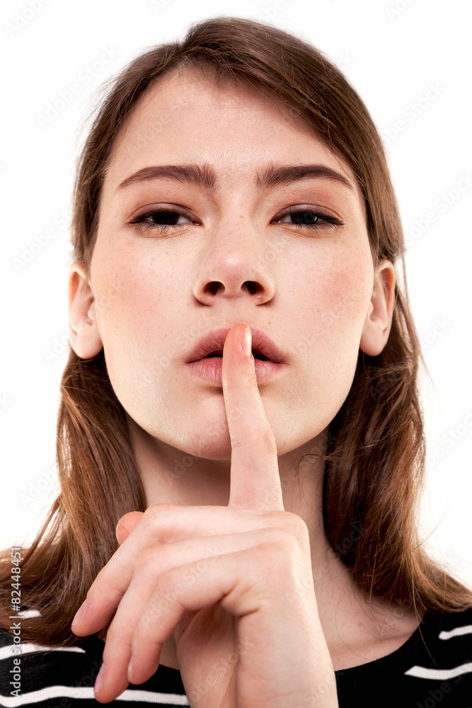 Shhhhh Woman! Finger On Lips. Silent - Silence Stock Image Shhhhh Woman! Finger On Lips. Silent - Silence Stock Image