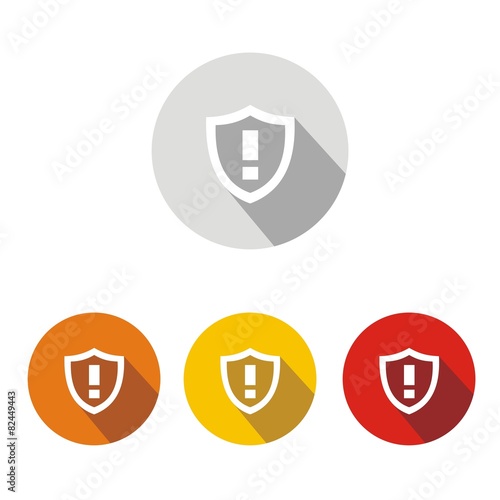 Iconos escudo alarma botón colores sombra