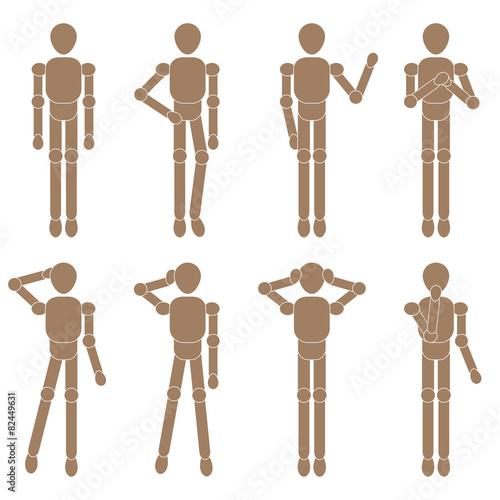 marionette man set. Vector illustration