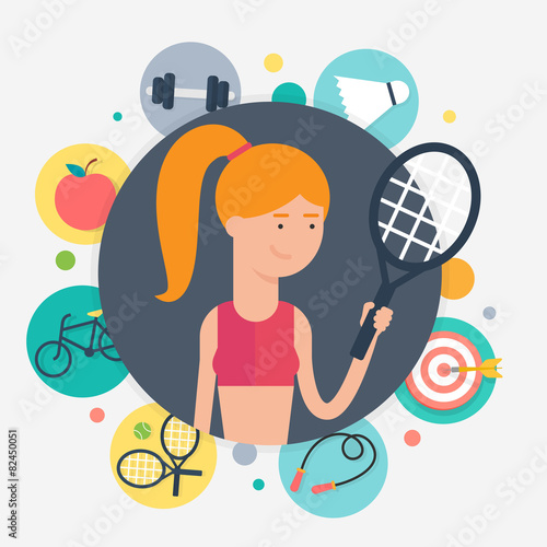 Athlete, sportswoman, sport concept vector illustration