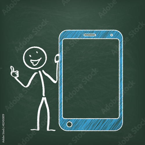 Blackboard Stickman Smartphone Ok