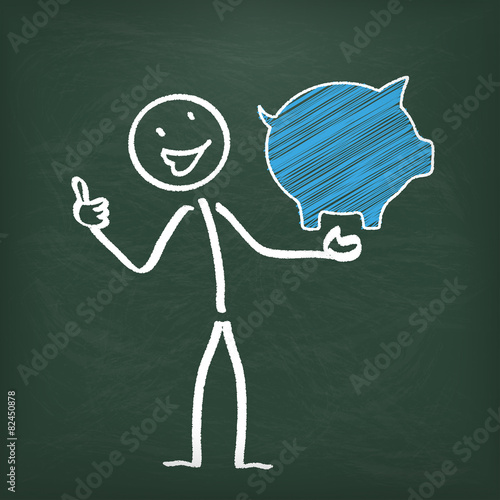 Blackboard Stickman Piggy Bank Ok