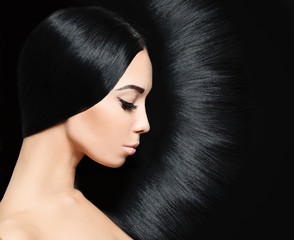 Woman with black Hair. Fashion Hairstyle