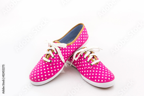 Pink polka dot canvas Shoe.