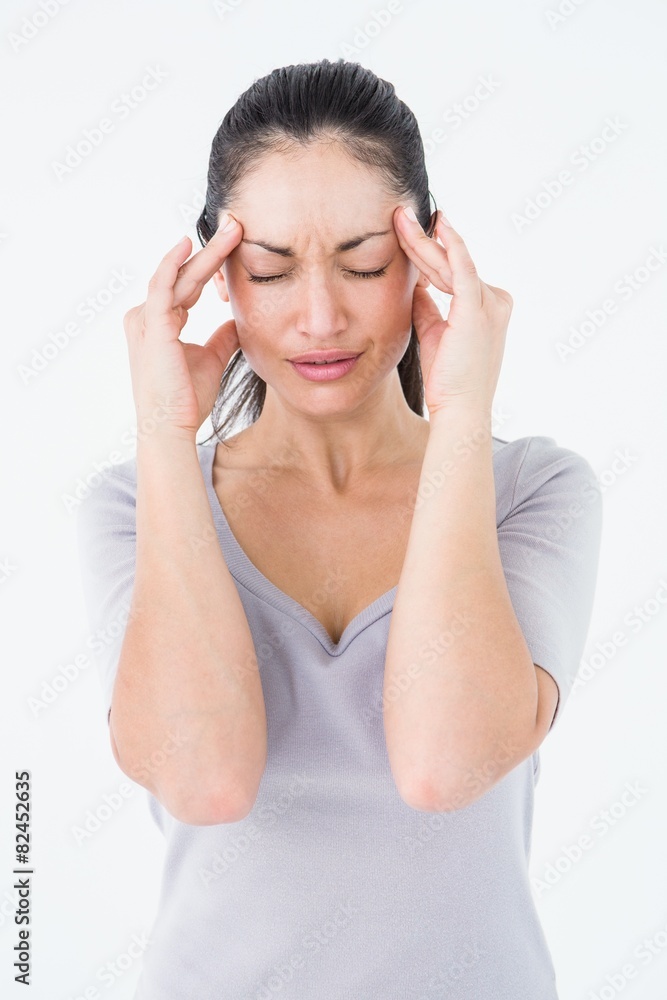Brunette suffering from migraine Brunette suffering from migraine