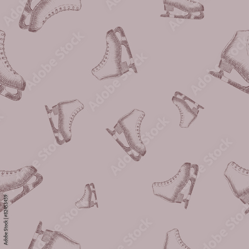 Seamless pattern with sketch skates photo