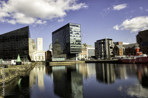 Very nice view of modern buildings in Liverpool. Reflection in the riverCity of Liverpool © sigitas1975