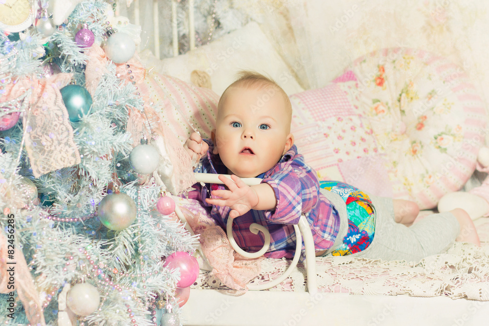 the baby in the crib