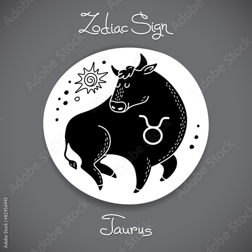 Taurus zodiac sign of horoscope circle emblem in cartoon style.